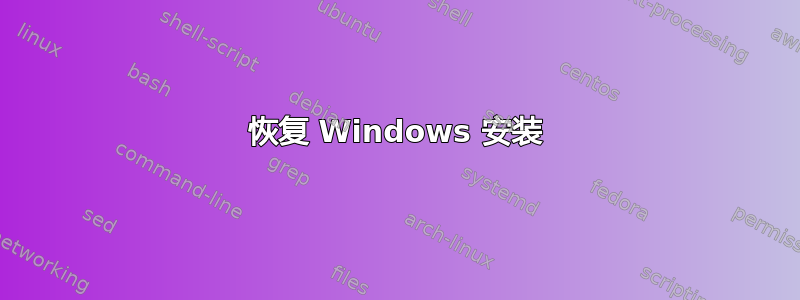 恢复 Windows 安装