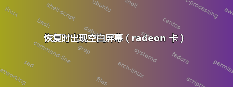 恢复时出现空白屏幕（radeon 卡）