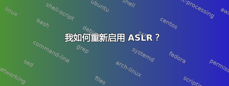 我如何重新启用 ASLR？