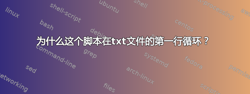 为什么这个脚本在txt文件的第一行循环？