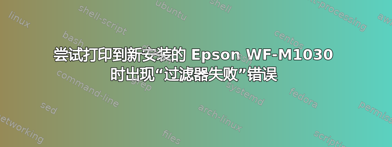 尝试打印到新安装的 Epson WF-M1030 时出现“过滤器失败”错误