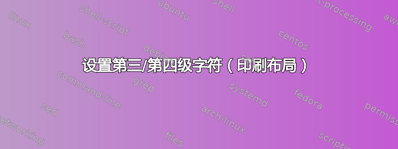 设置第三/第四级字符（印刷布局）