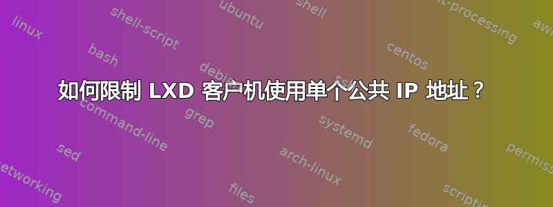 如何限制 LXD 客户机使用单个公共 IP 地址？