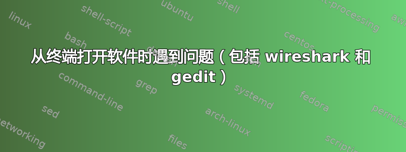 从终端打开软件时遇到问题（包括 wireshark 和 gedit）