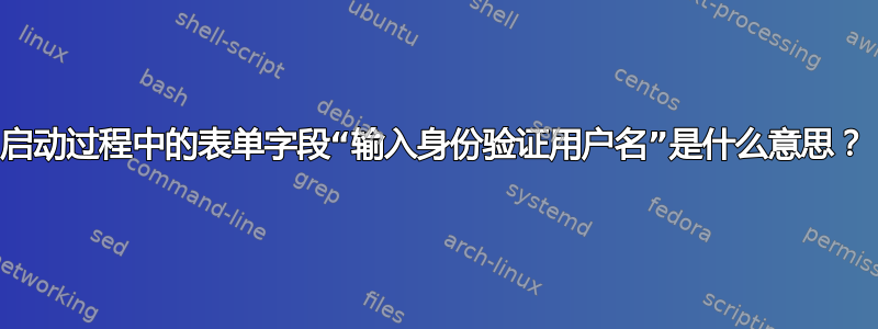 启动过程中的表单字段“输入身份验证用户名”是什么意思？