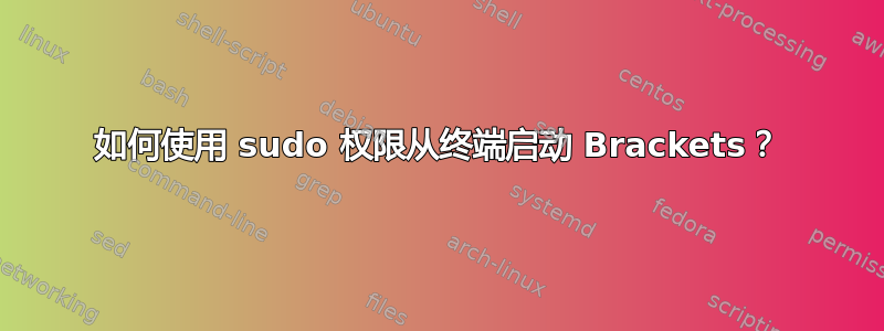 如何使用 sudo 权限从终端启动 Brackets？