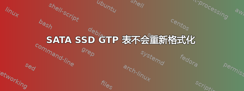 SATA SSD GTP 表不会重新格式化