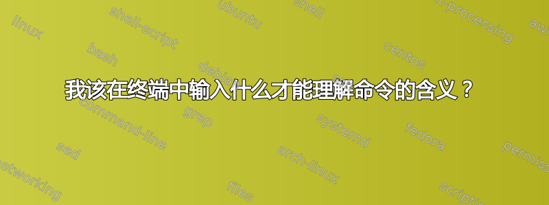 我该在终端中输入什么才能理解命令的含义？