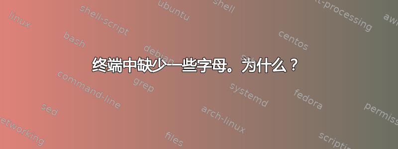 终端中缺少一些字母。为什么？