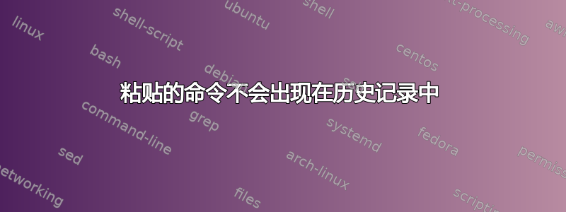 粘贴的命令不会出现在历史记录中