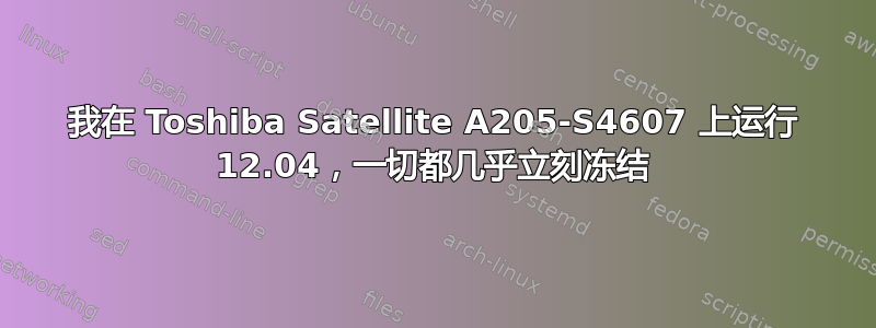 我在 Toshiba Satellite A205-S4607 上运行 12.04，一切都几乎立刻冻结