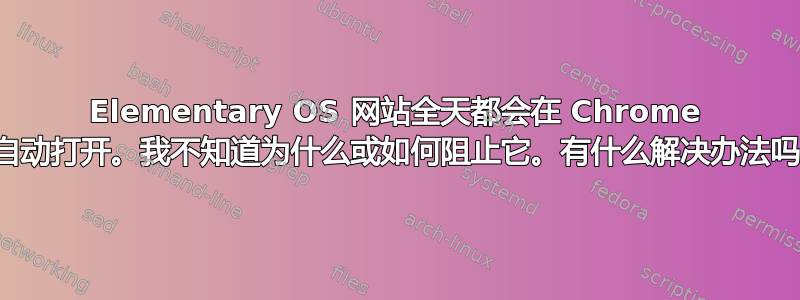 Elementary OS 网站全天都会在 Chrome 中自动打开。我不知道为什么或如何阻止它。有什么解决办法吗？