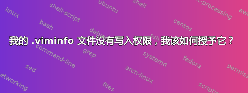 我的 .viminfo 文件没有写入权限，我该如何授予它？