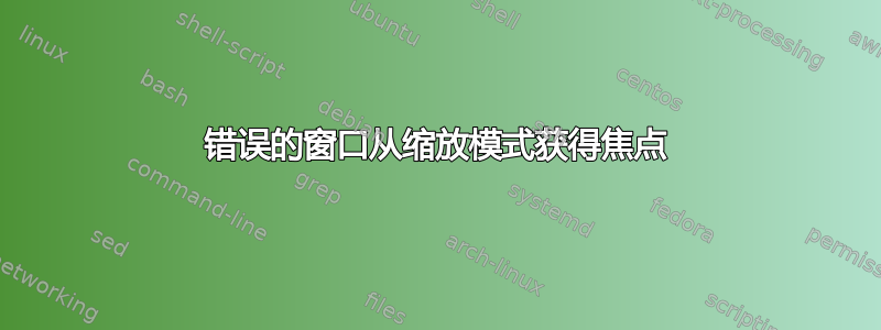 错误的窗口从缩放模式获得焦点