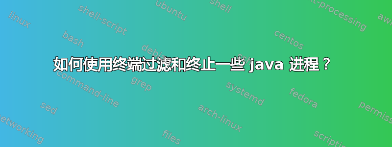 如何使用终端过滤和终止一些 java 进程？