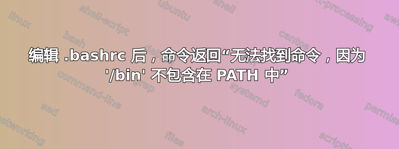 编辑 .bashrc 后，命令返回“无法找到命令，因为 '/bin' 不包含在 PATH 中”