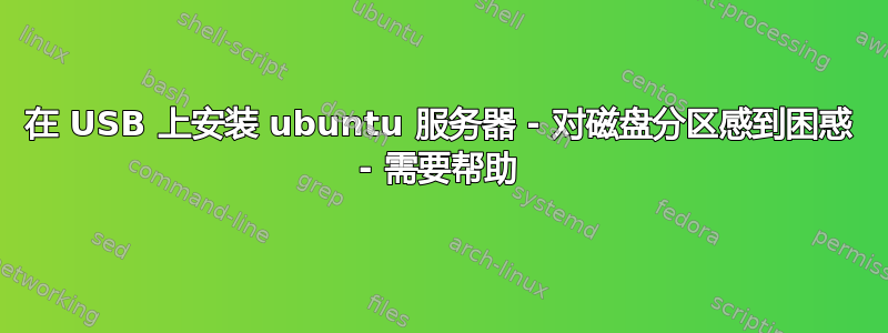 在 USB 上安装 ubuntu 服务器 - 对磁盘分区感到困惑 - 需要帮助