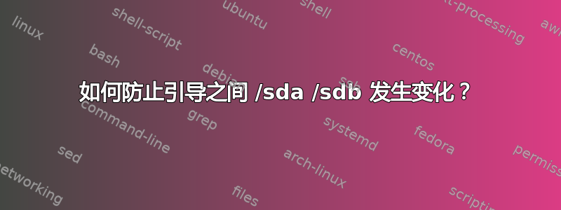 如何防止引导之间 /sda /sdb 发生变化？