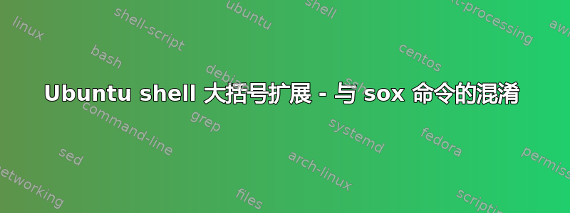 Ubuntu shell 大括号扩展 - 与 sox 命令的混淆