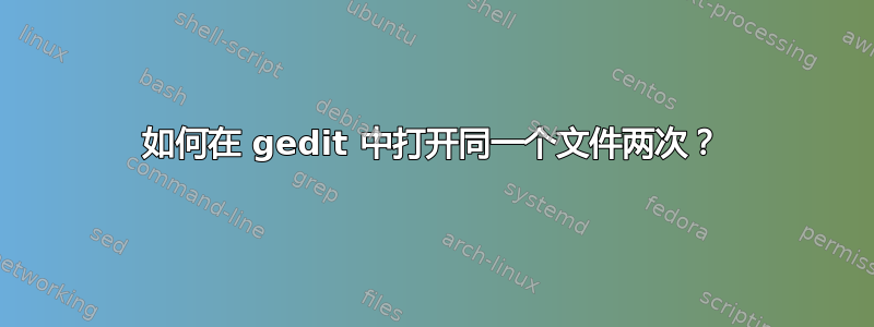 如何在 gedit 中打开同一个文件两次？