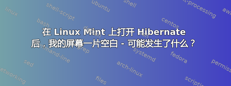 在 Linux Mint 上打开 Hibernate 后，我的屏幕一片空白 - 可能发生了什么？