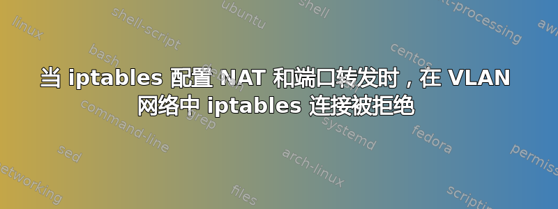 当 iptables 配置 NAT 和端口转发时，在 VLAN 网络中 iptables 连接被拒绝