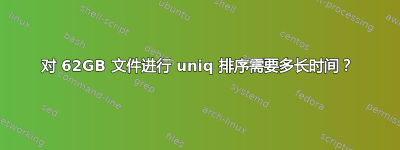 对 62GB 文件进行 uniq 排序需要多长时间？