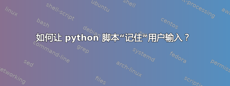 如何让 python 脚本“记住”用户输入？