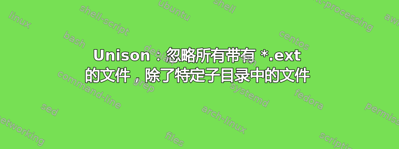 Unison：忽略所有带有 *.ext 的文件，除了特定子目录中的文件