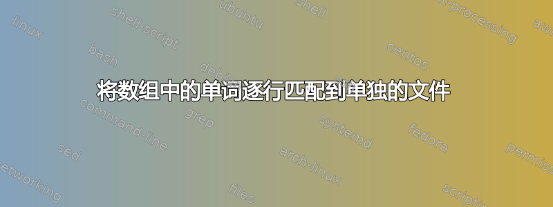 将数组中的单词逐行匹配到单独的文件