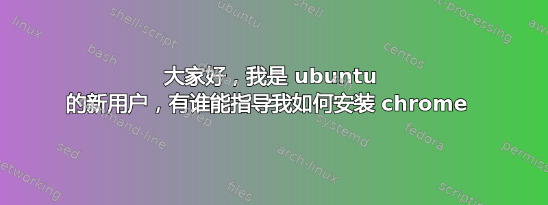 大家好，我是 ubuntu 的新用户，有谁能指导我如何安装 chrome 