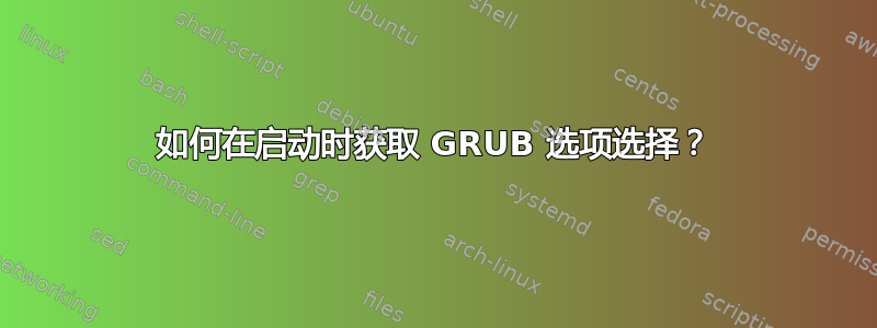 如何在启动时获取 GRUB 选项选择？