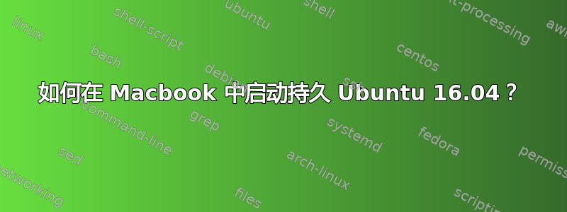 如何在 Macbook 中启动持久 Ubuntu 16.04？