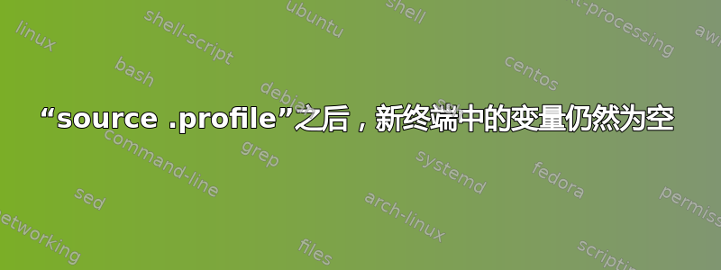 “source .profile”之后，新终端中的变量仍然为空