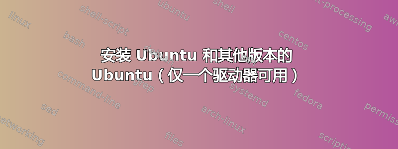 安装 Ubuntu 和其他版本的 Ubuntu（仅一个驱动器可用）