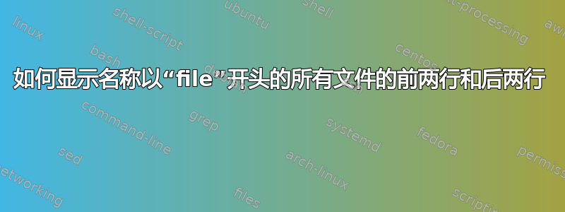 如何显示名称以“file”开头的所有文件的前两行和后两行 