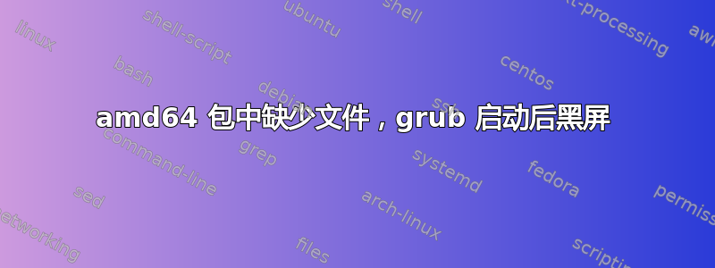 amd64 包中缺少文件，grub 启动后黑屏