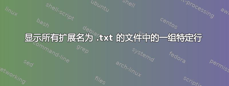 显示所有扩展名为 .txt 的文件中的一组特定行