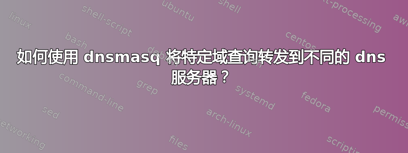 如何使用 dnsmasq 将特定域查询转发到不同的 dns 服务器？