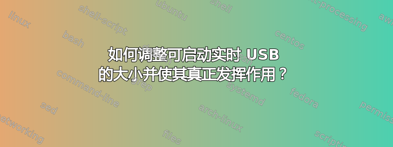 如何调整可启动实时 USB 的大小并使其真正发挥作用？