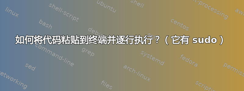 如何将代码粘贴到终端并逐行执行？（它有 sudo）