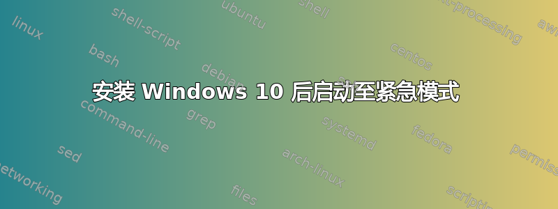 安装 Windows 10 后启动至紧急模式