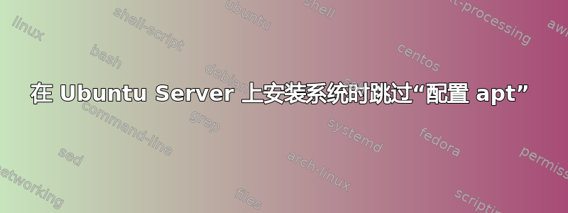 在 Ubuntu Server 上安装系统时跳过“配置 apt”