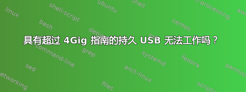 具有超过 4Gig 指南的持久 USB 无法工作吗？