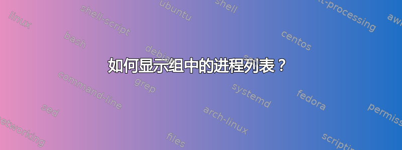 如何显示组中的进程列表？