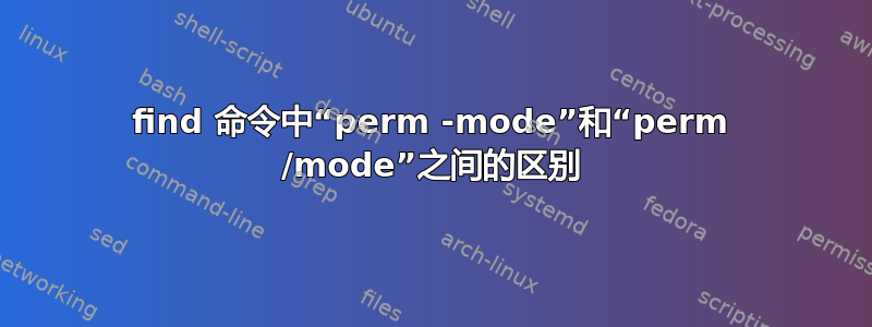 find 命令中“perm -mode”和“perm /mode”之间的区别