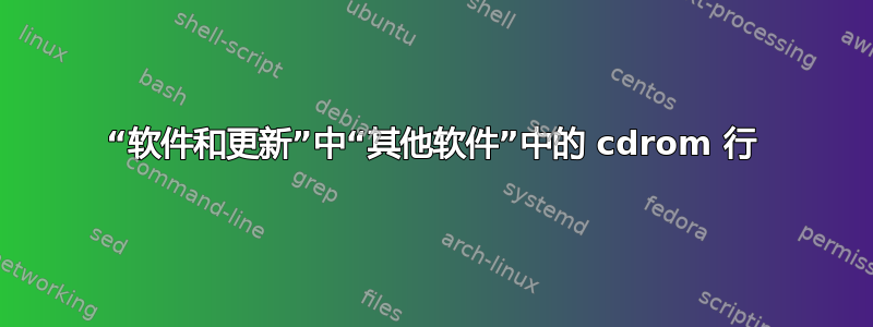 “软件和更新”中“其他软件”中的 cdrom 行