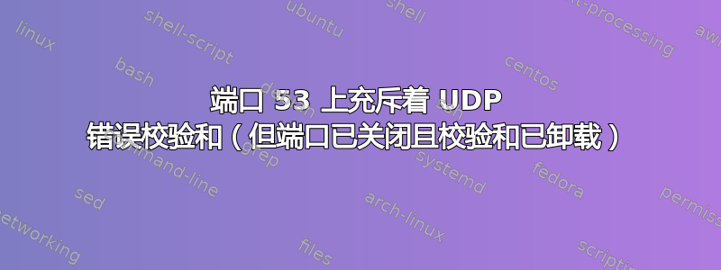 端口 53 上充斥着 UDP 错误校验和（但端口已关闭且校验和已卸载）