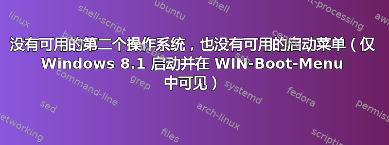 没有可用的第二个操作系统，也没有可用的启动菜单（仅 Windows 8.1 启动并在 WIN-Boot-Menu 中可见）