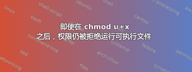 即使在 chmod u+x 之后，权限仍被拒绝运行可执行文件 